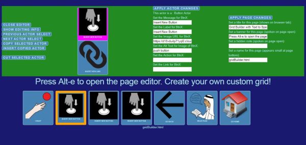 the grid builder page editor