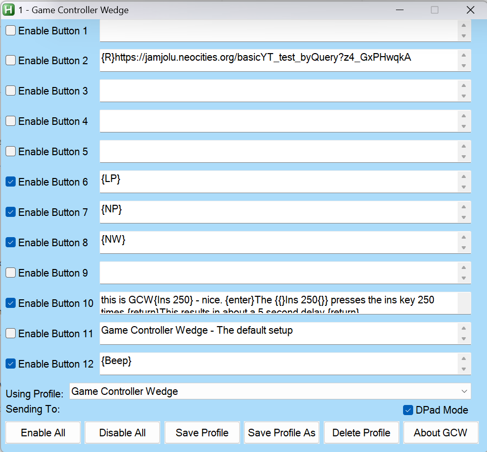 The Game Controller Wedge 1 Main
        Window