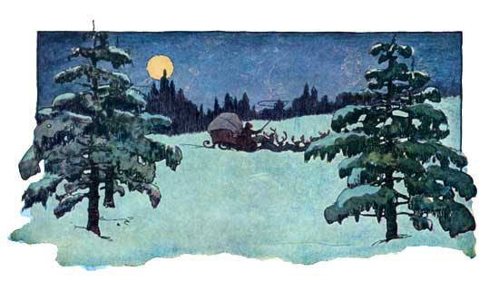 St. Nick flies into the night.