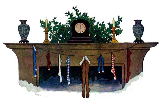 stocking hung on mantle